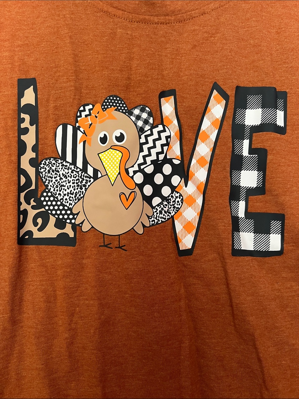 Women’s Rust Orange Turkey 'LOVE' Graphic Short Sleeve Tee
